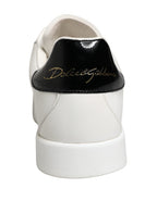 White Black Portofino Leather Sneakers Shoes