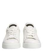 White Black Portofino Leather Sneakers Shoes