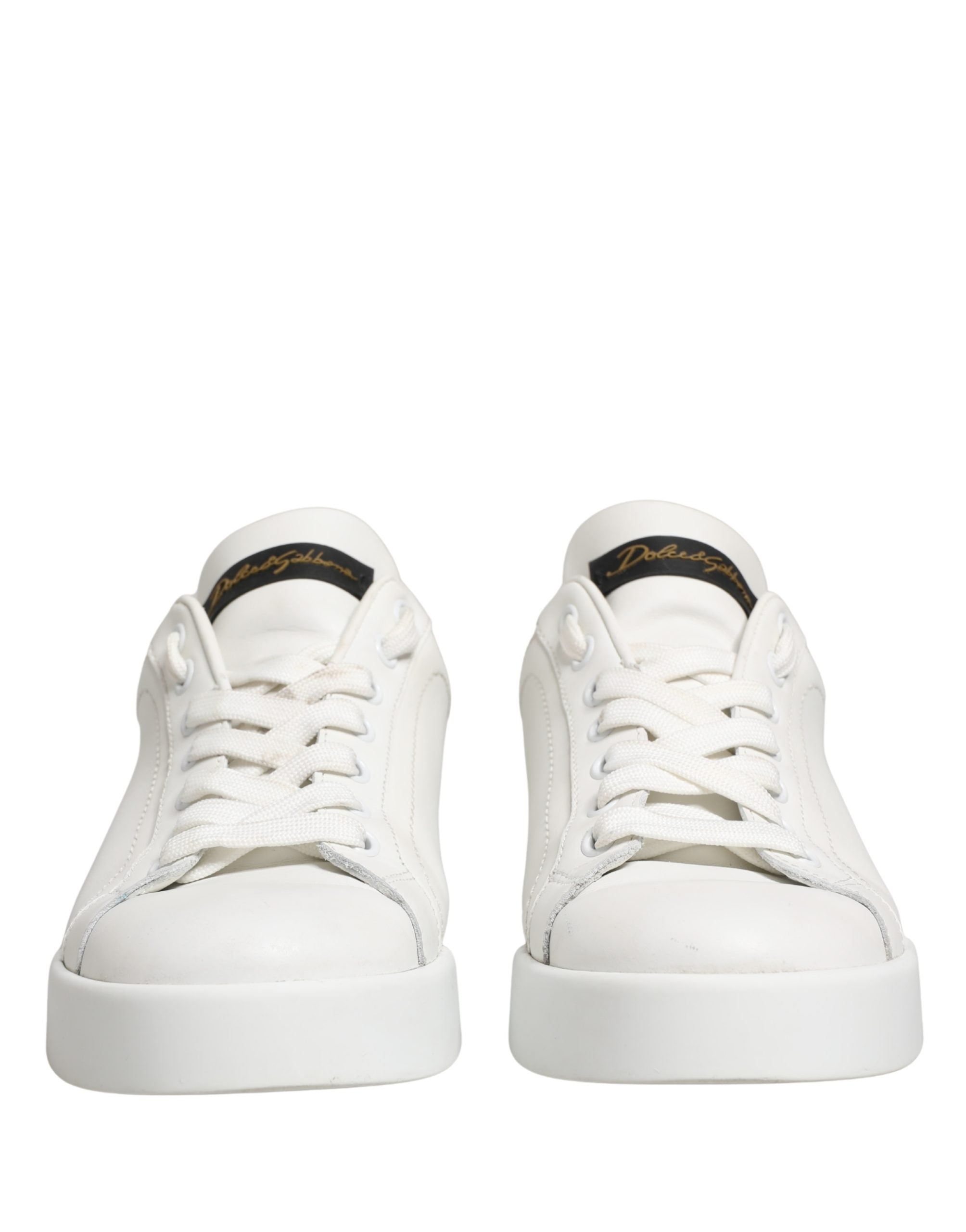 White Black Portofino Leather Sneakers Shoes