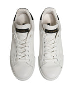 White Black Portofino Leather Sneakers Shoes