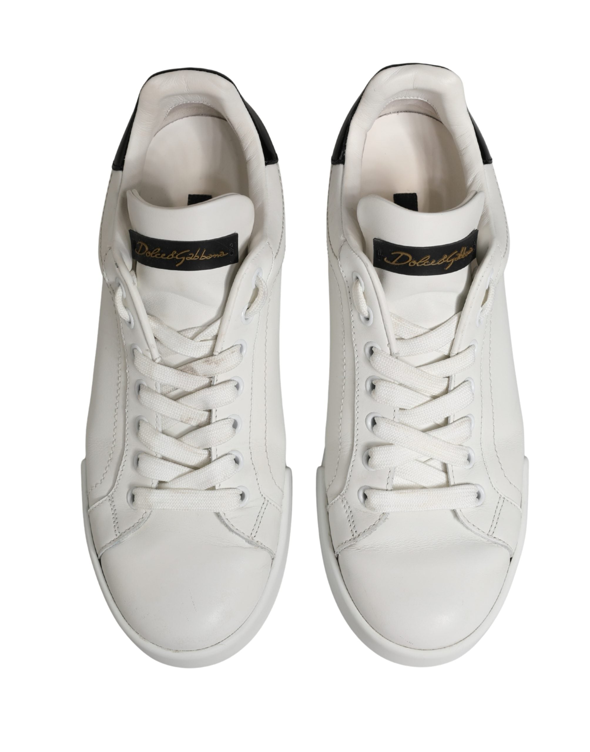 White Black Portofino Leather Sneakers Shoes