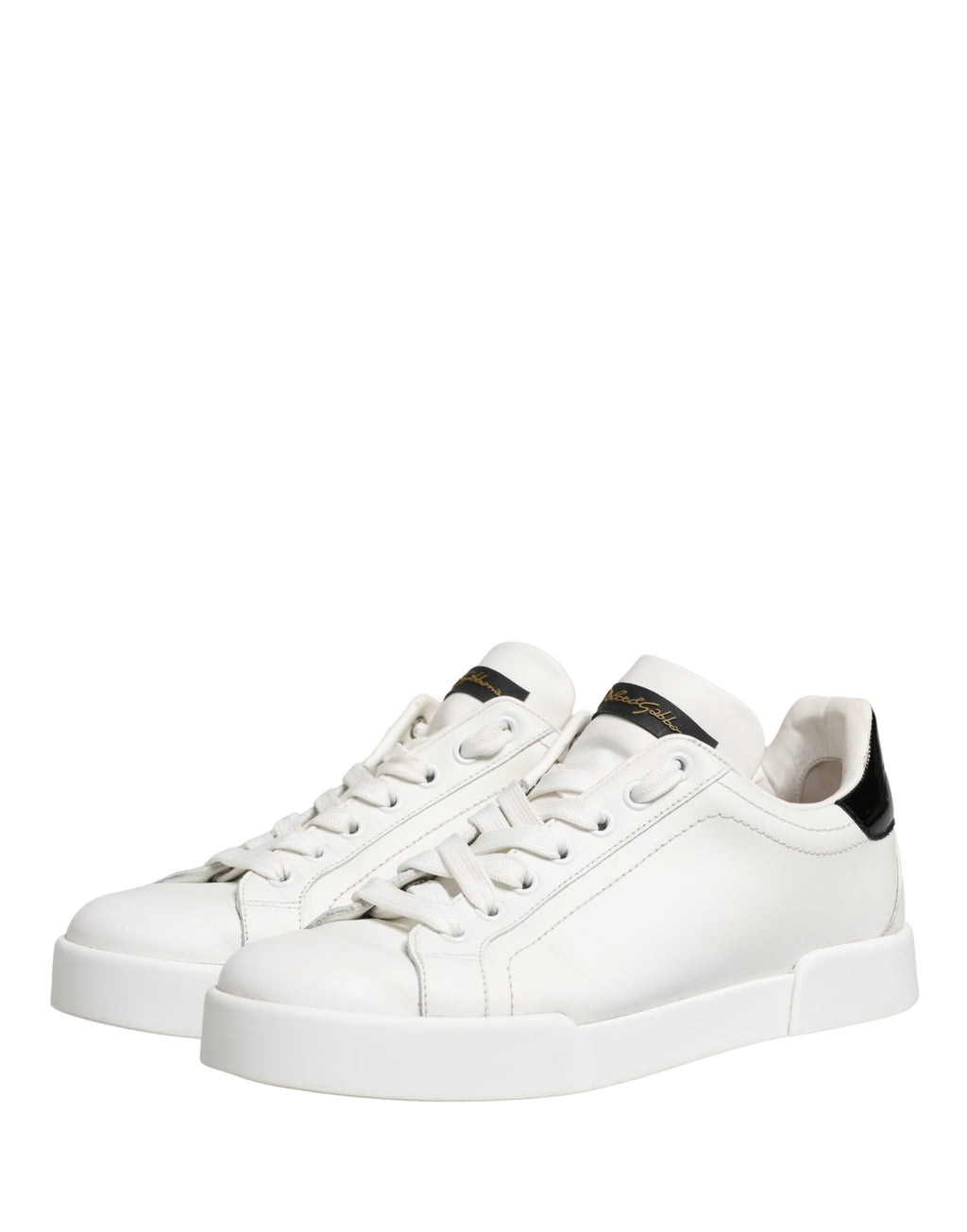 White Black Portofino Leather Sneakers Shoes