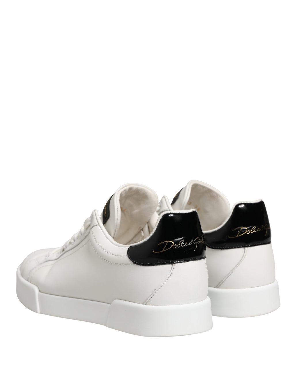 White Black Portofino Leather Sneakers Shoes
