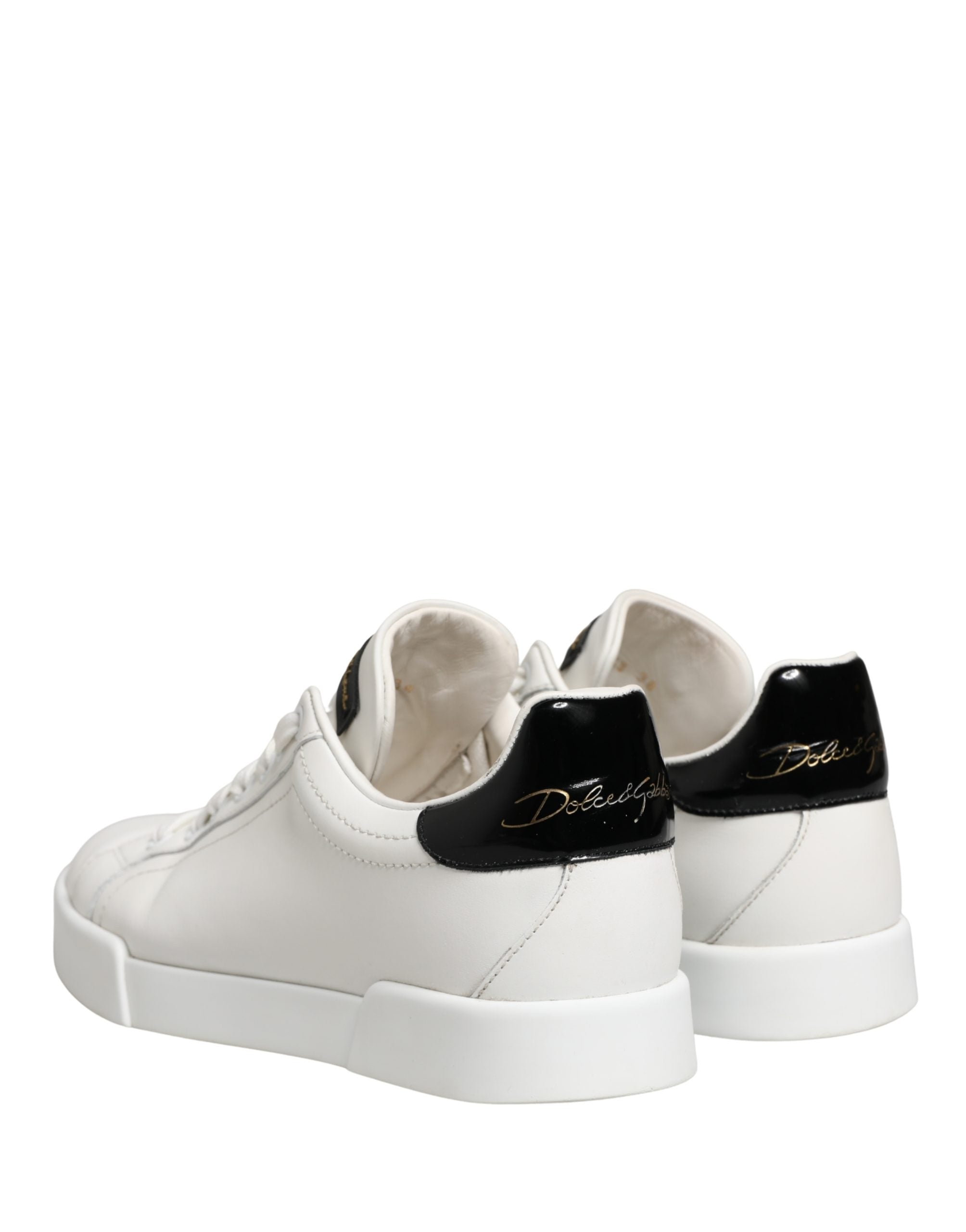 White Black Portofino Leather Sneakers Shoes