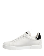 White Black Portofino Leather Sneakers Shoes