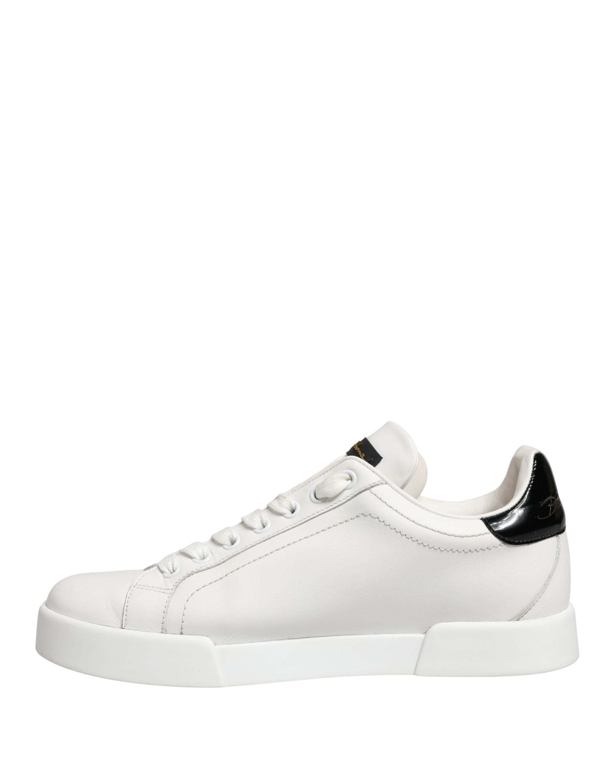 White Black Portofino Leather Sneakers Shoes