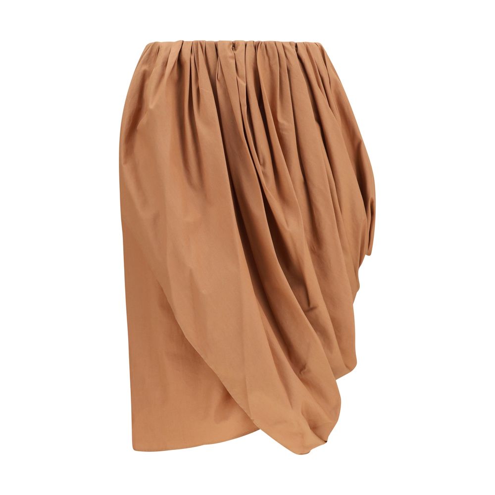 Beige Cotton Midi Skirt