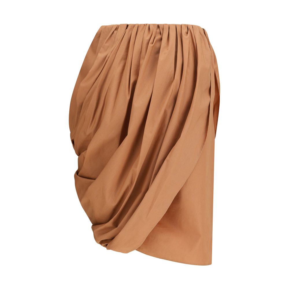 Beige Cotton Midi Skirt