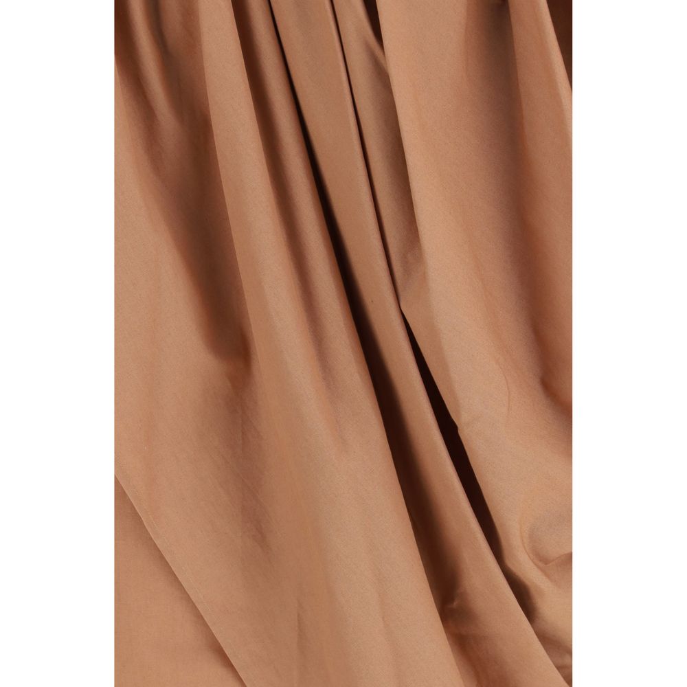 Beige Cotton Midi Skirt