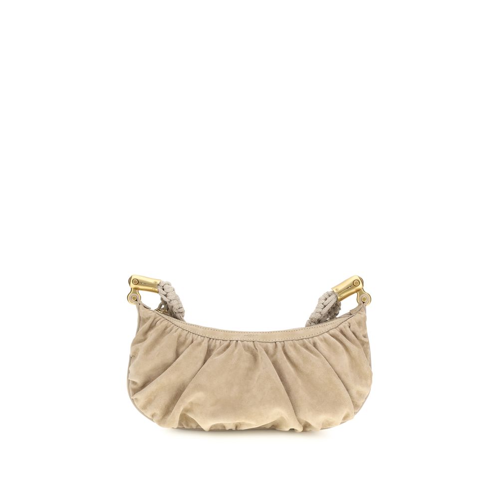 Beige Fabric Shoulder Bag