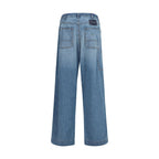Blue Cotton Straight-Leg Jeans