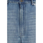 Blue Cotton Straight-Leg Jeans