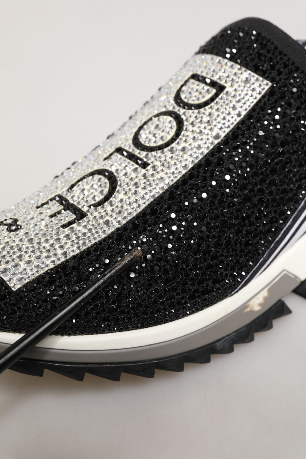 Black Crystal Logo Slip On Sorrento Sneakers Shoes