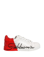 White Red Lace Up Low Top Sneakers Shoes