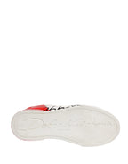 White Red Lace Up Low Top Sneakers Shoes