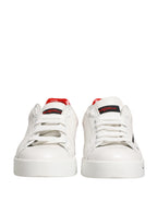 White Red Lace Up Low Top Sneakers Shoes