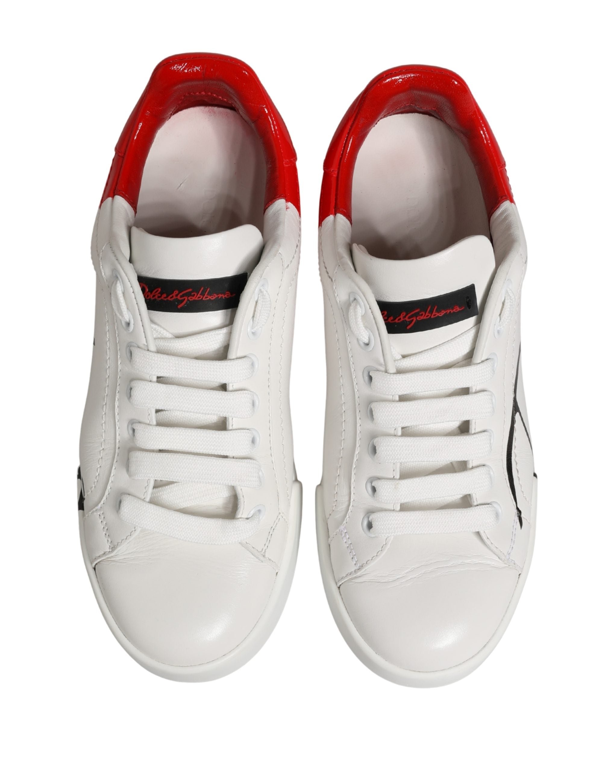 White Red Lace Up Low Top Sneakers Shoes