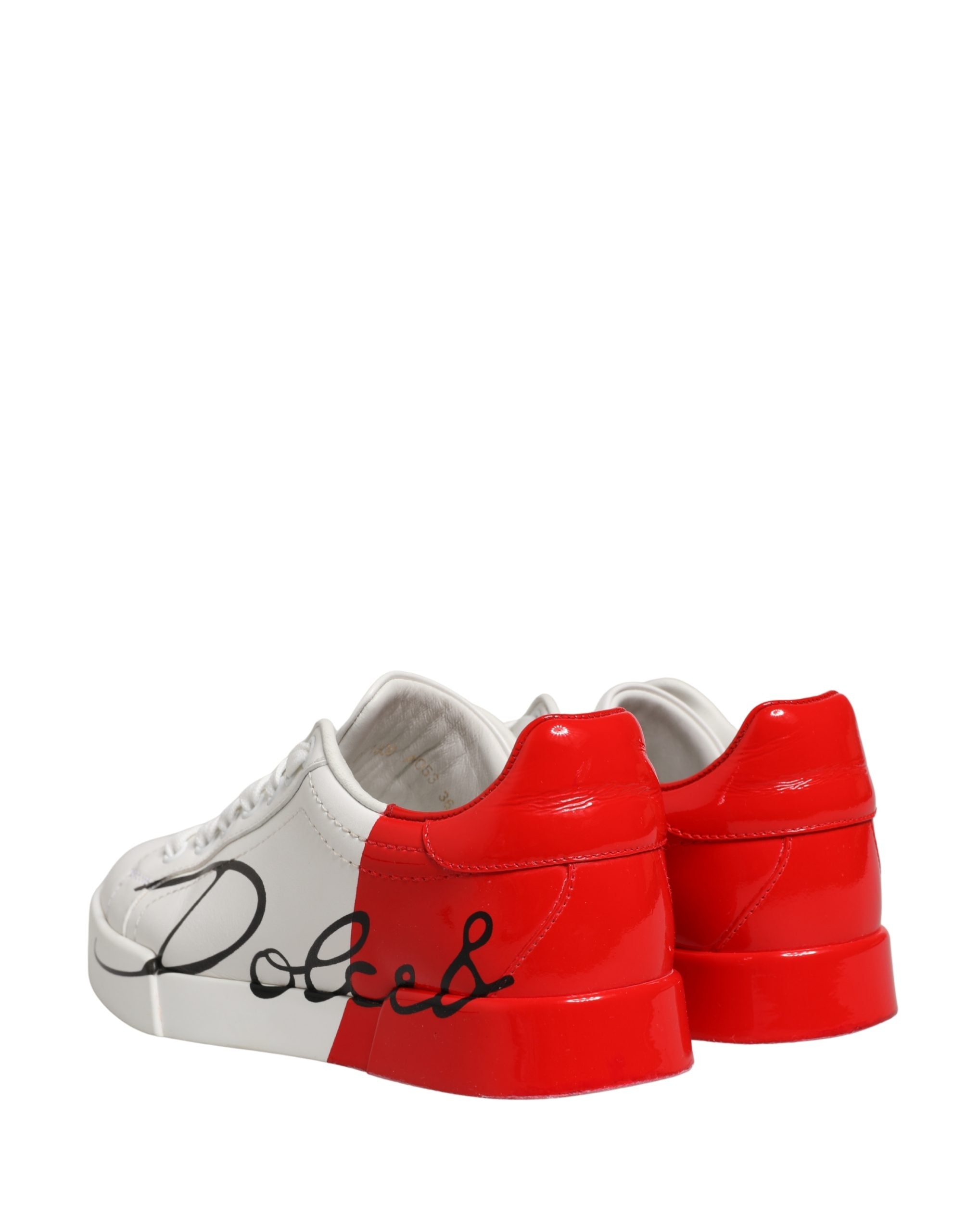 White Red Lace Up Low Top Sneakers Shoes