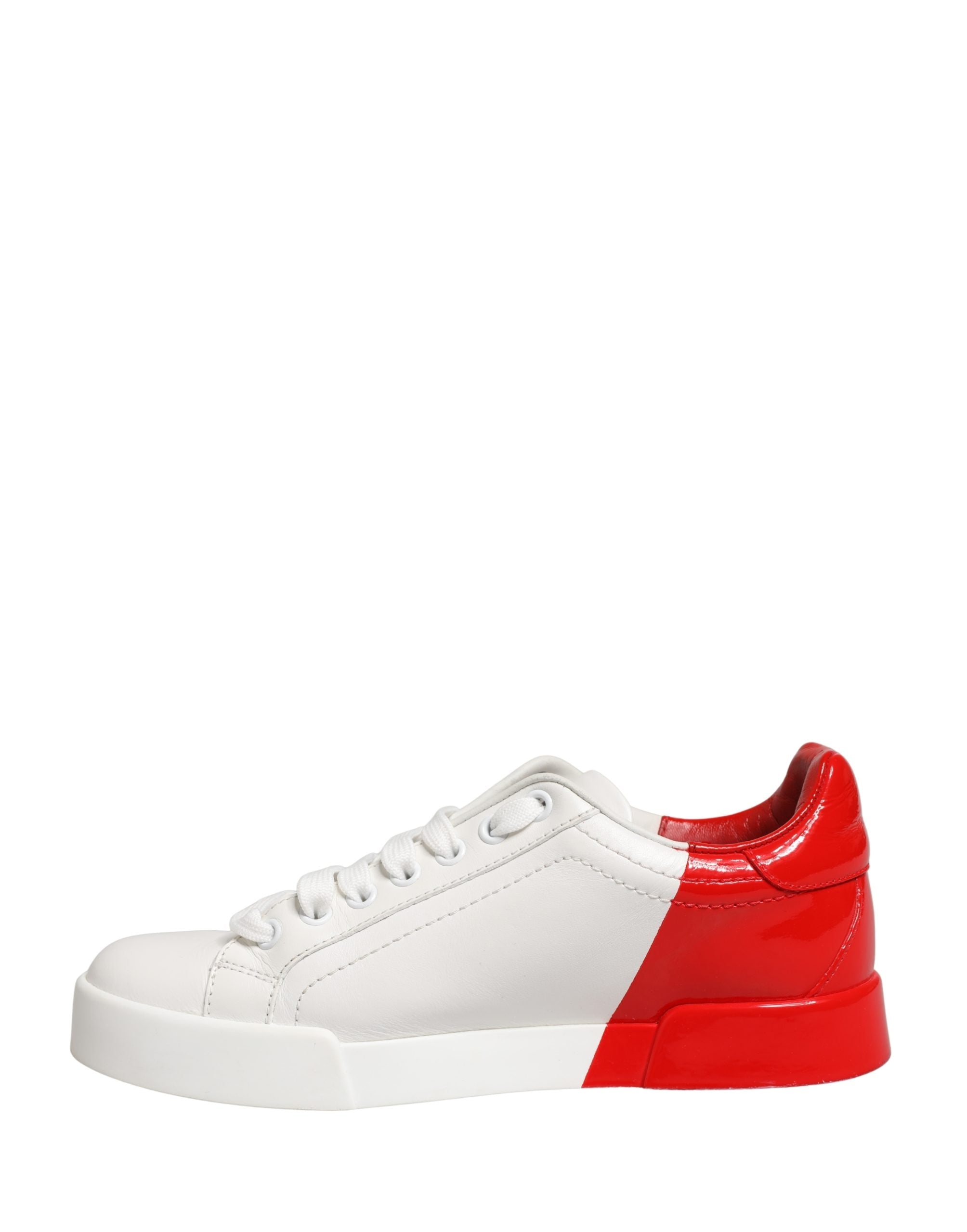 White Red Lace Up Low Top Sneakers Shoes