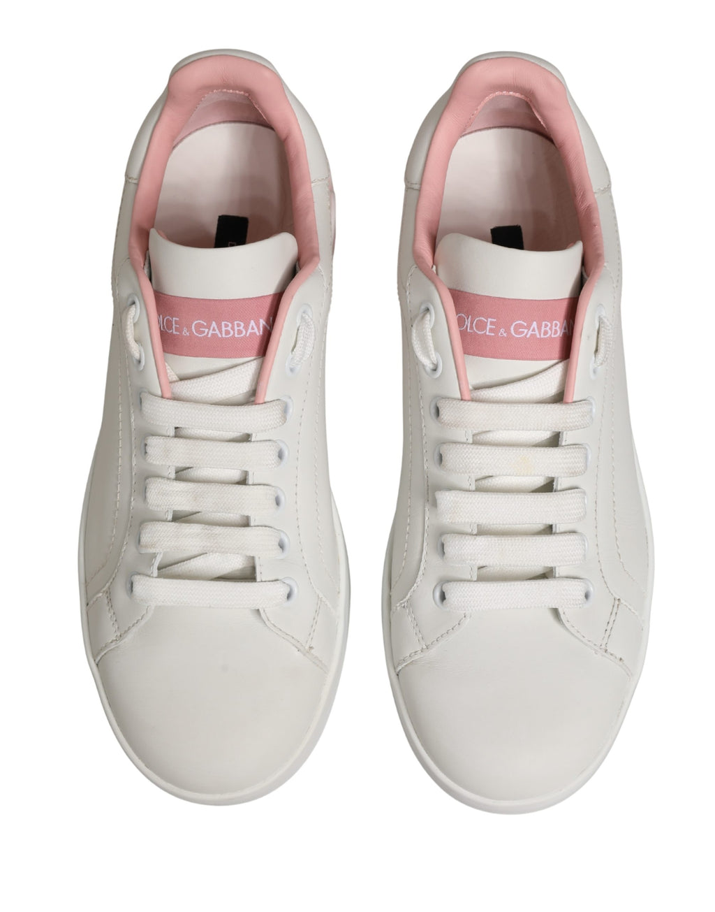 White Pink Lace Up Low Top Sneakers Shoes