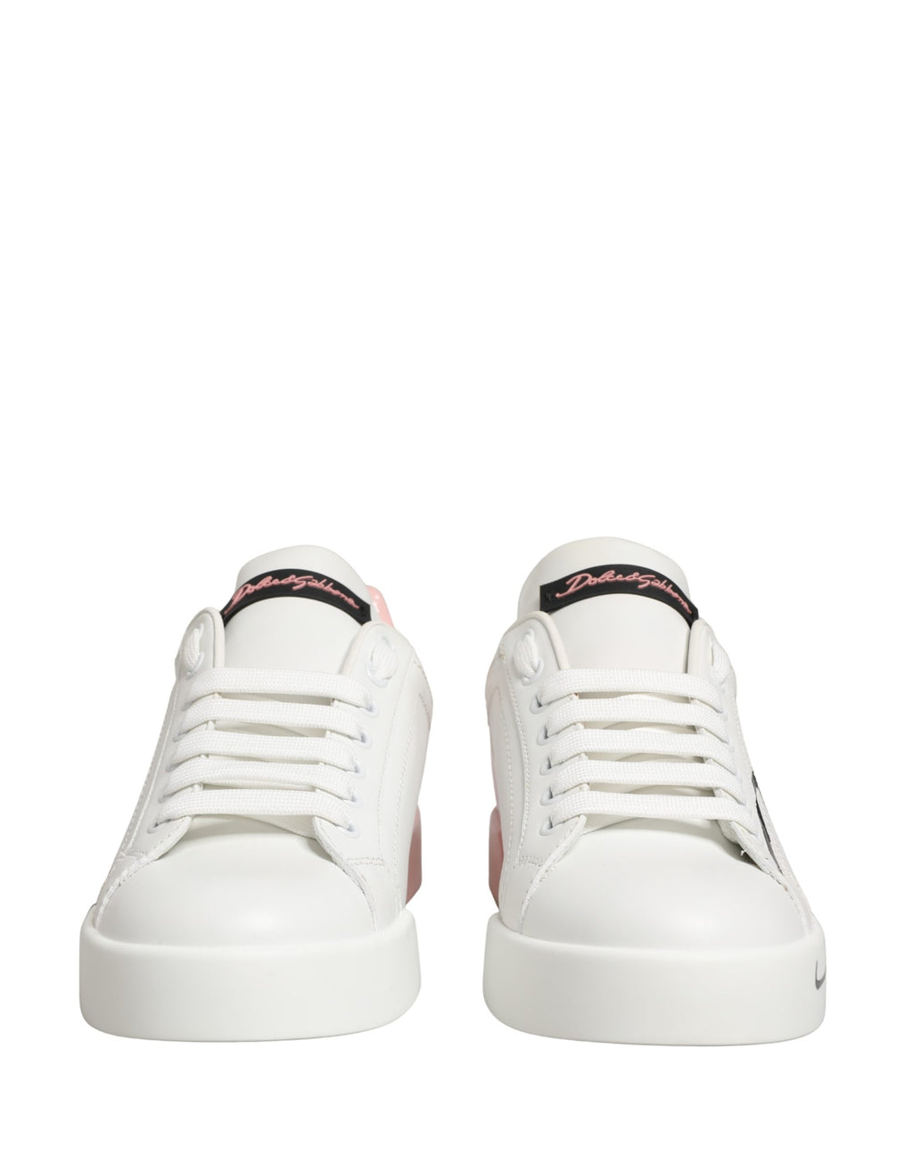 White Pink Lace Up Low Top Sneakers Shoes