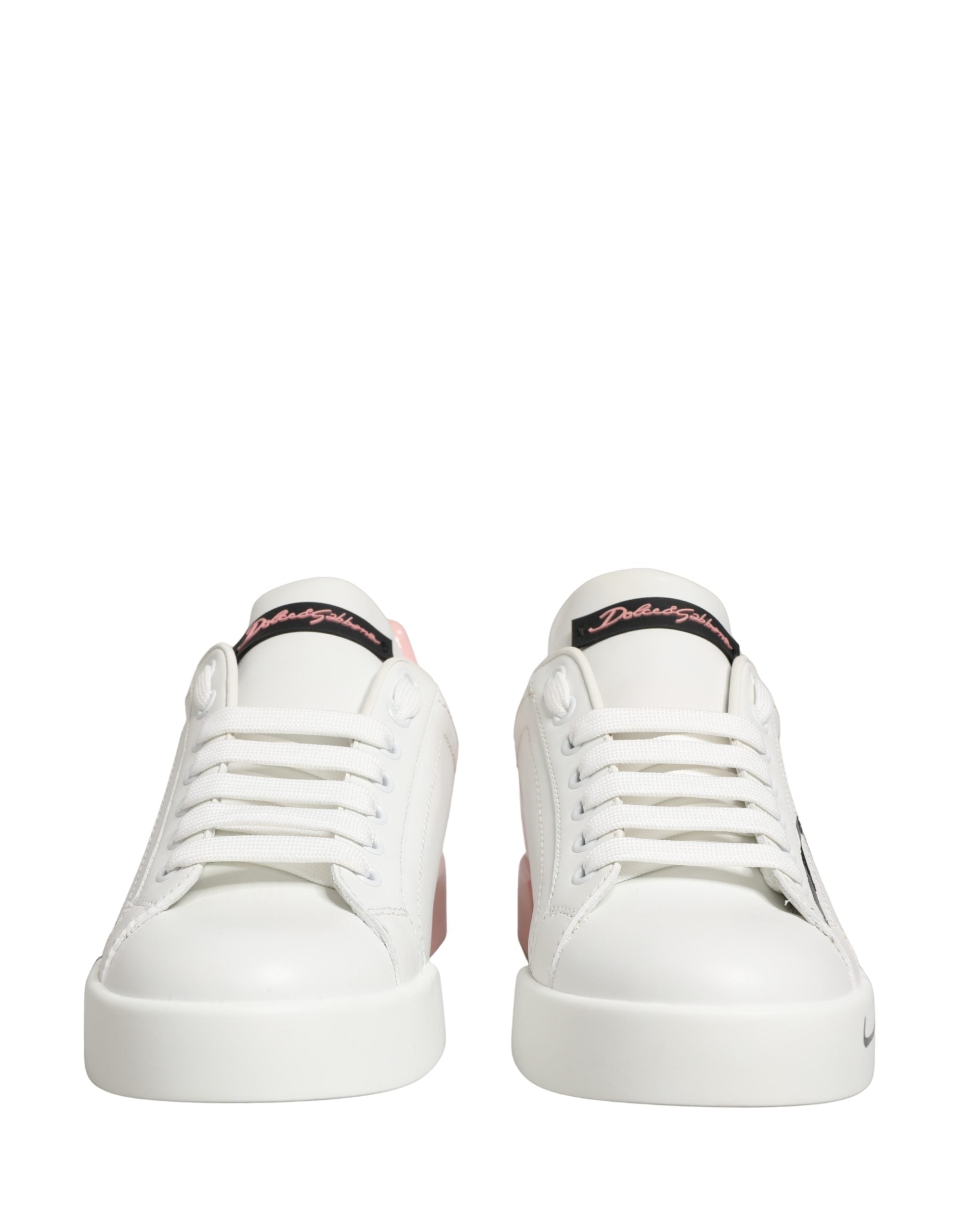 White Pink Lace Up Low Top Sneakers Shoes