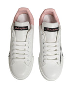 White Pink Lace Up Low Top Sneakers Shoes
