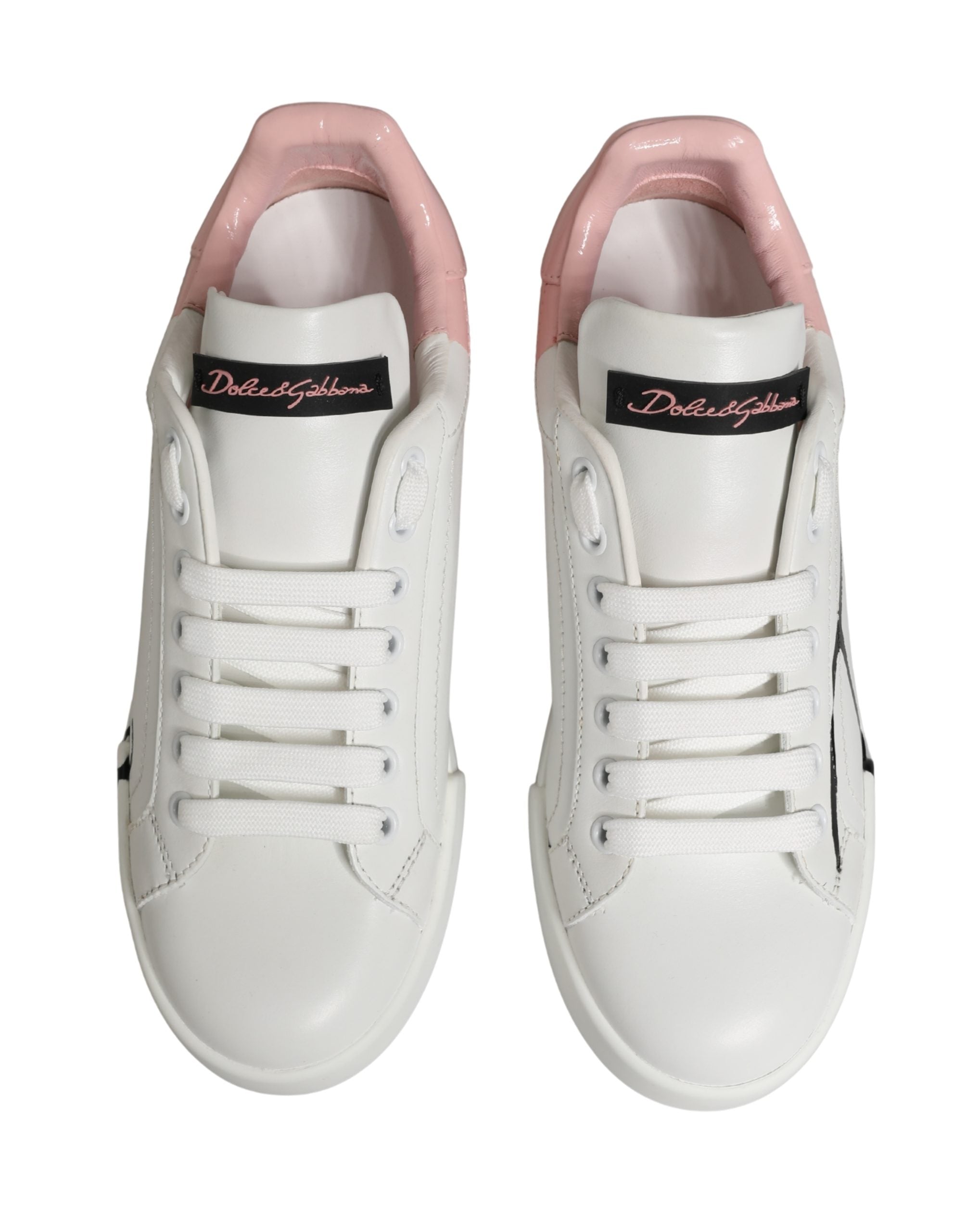 White Pink Lace Up Low Top Sneakers Shoes