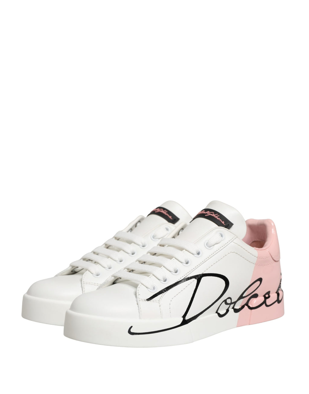 White Pink Lace Up Low Top Sneakers Shoes