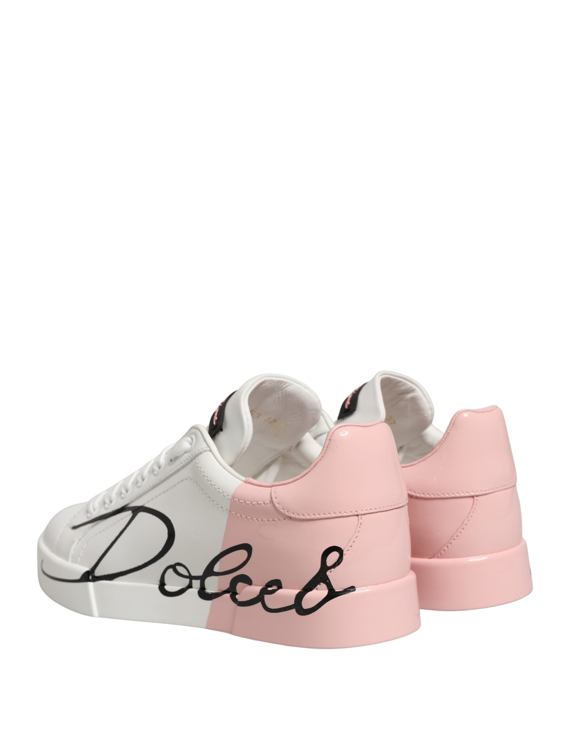 White Pink Lace Up Low Top Sneakers Shoes