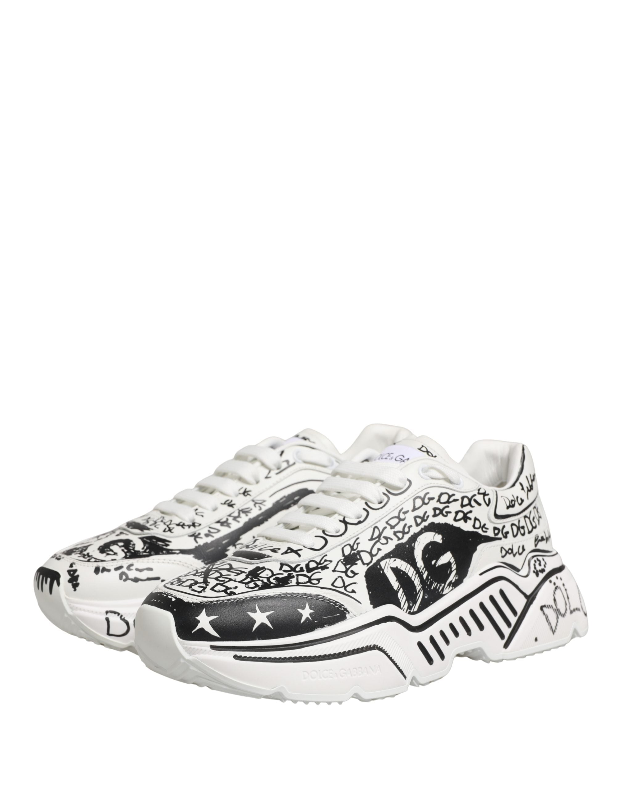 White Daymaster Graffiti Low Top Sneakers Shoes