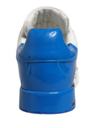 White Blue Lace Up Low Top Sneakers Shoes