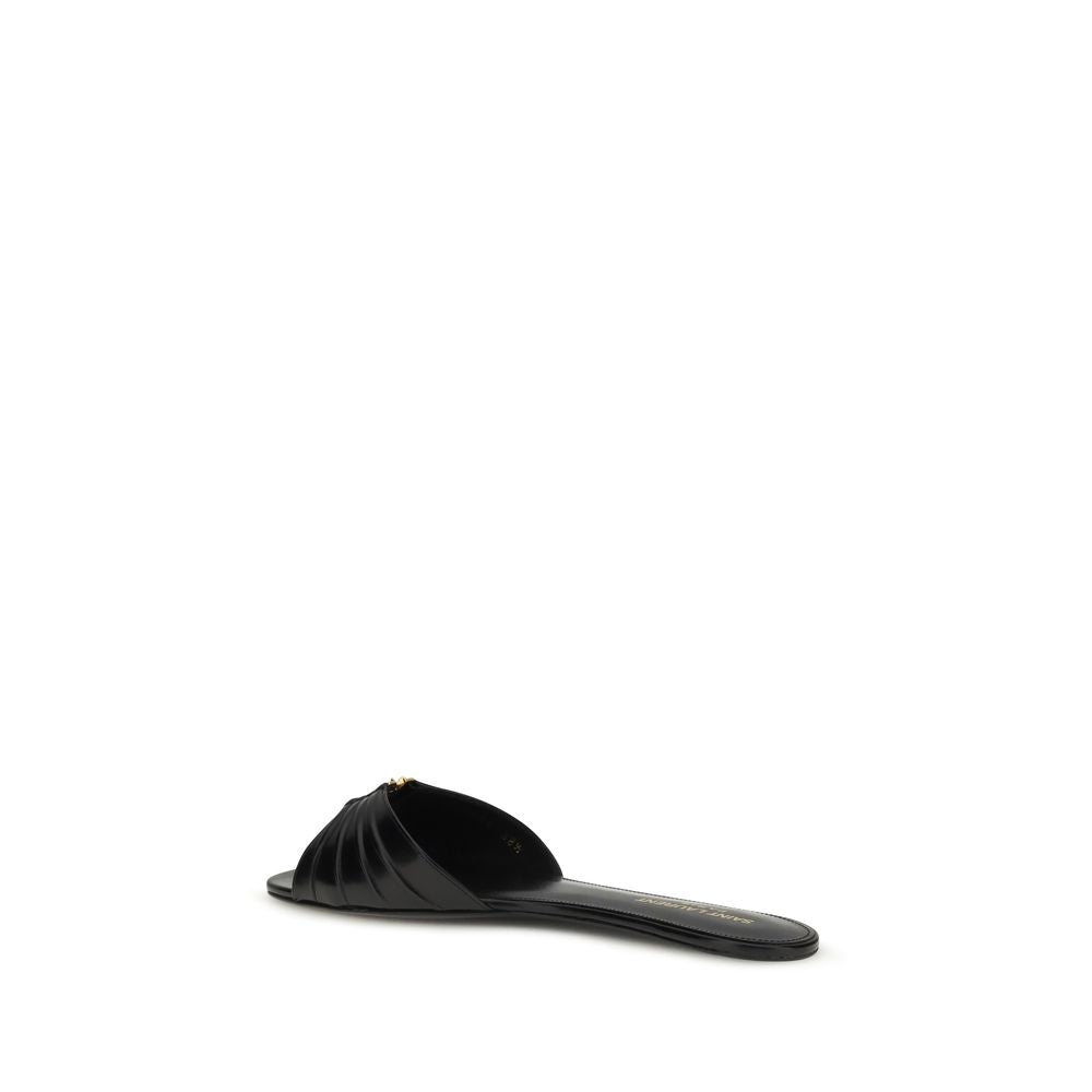 Black Calf Leather Bos Taurus Flat Sandals