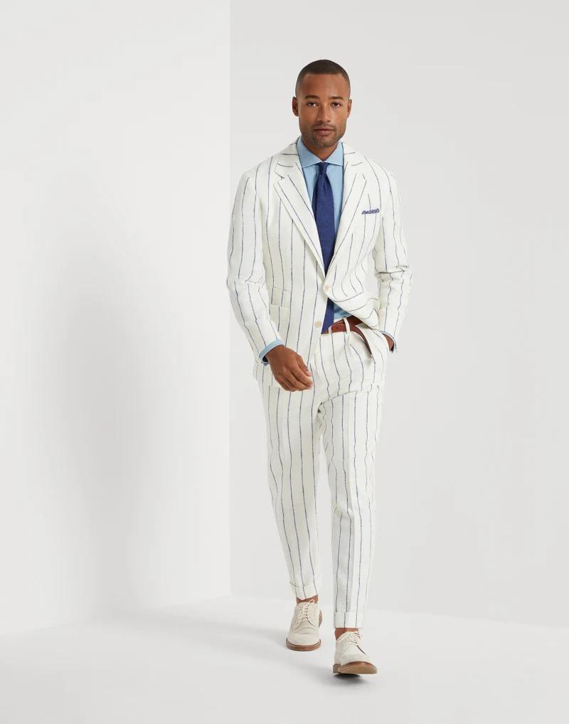Bicolor Linen Two-Piece Suit
