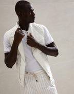 Bicolor Cotton Full-Length Jacket