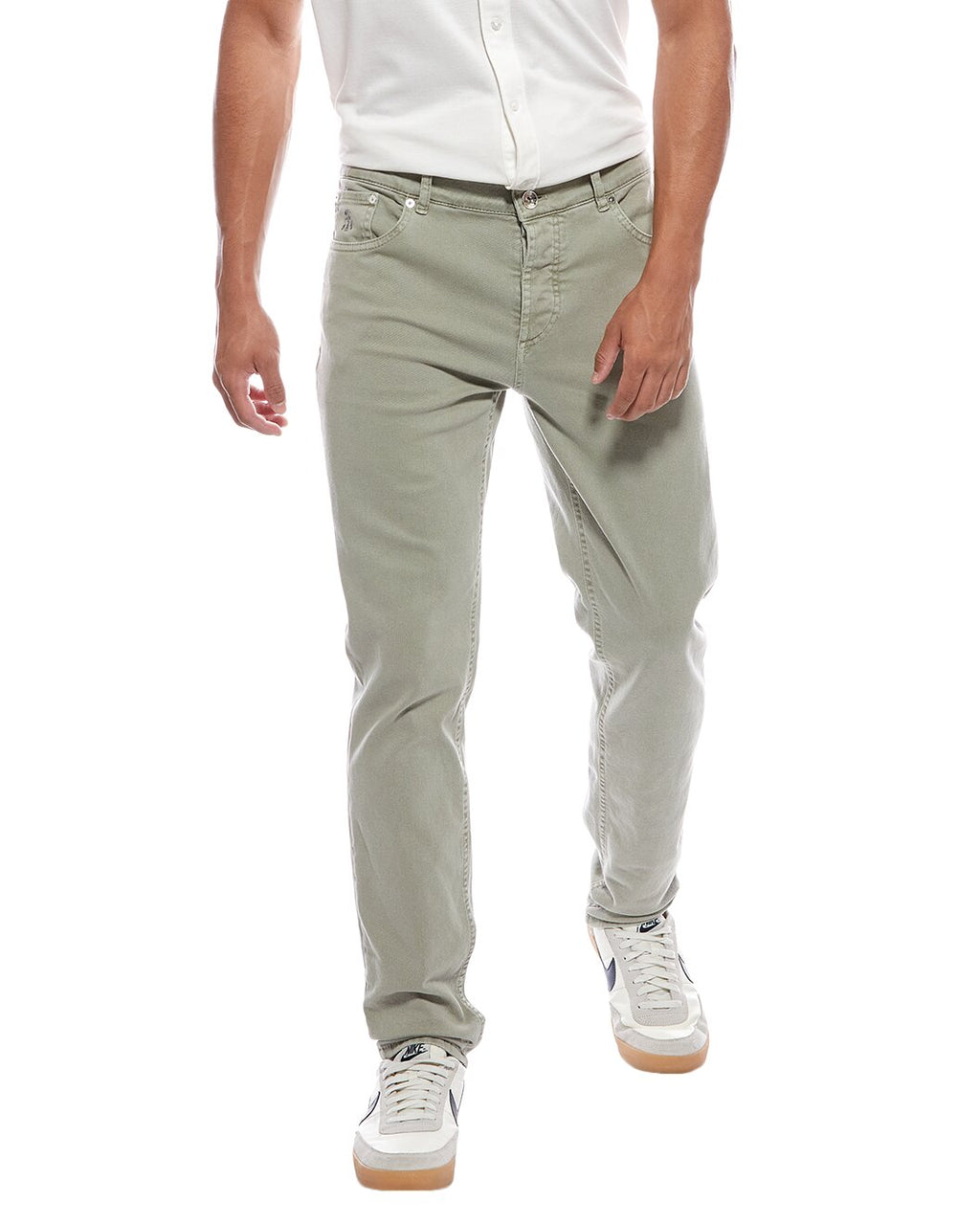 Green Cotton Casual Pants