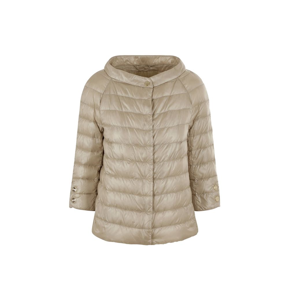 Beige Polyamide Full-Length Jacket