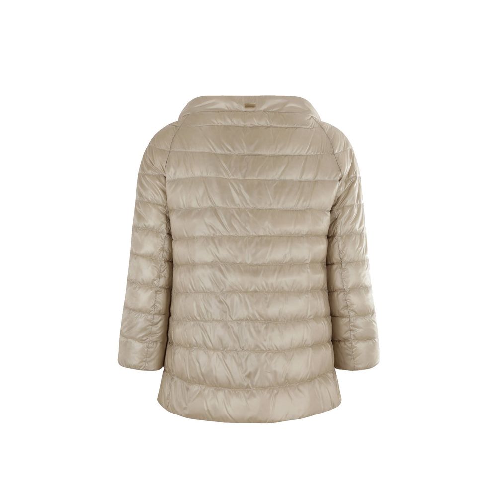 Beige Polyamide Full-Length Jacket