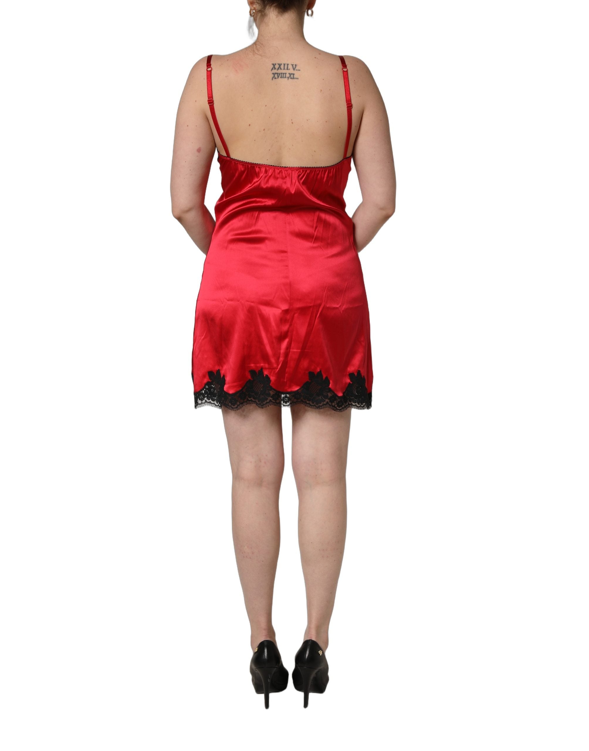 Red Black Lace Lingerie Short Chemise Sleepwear