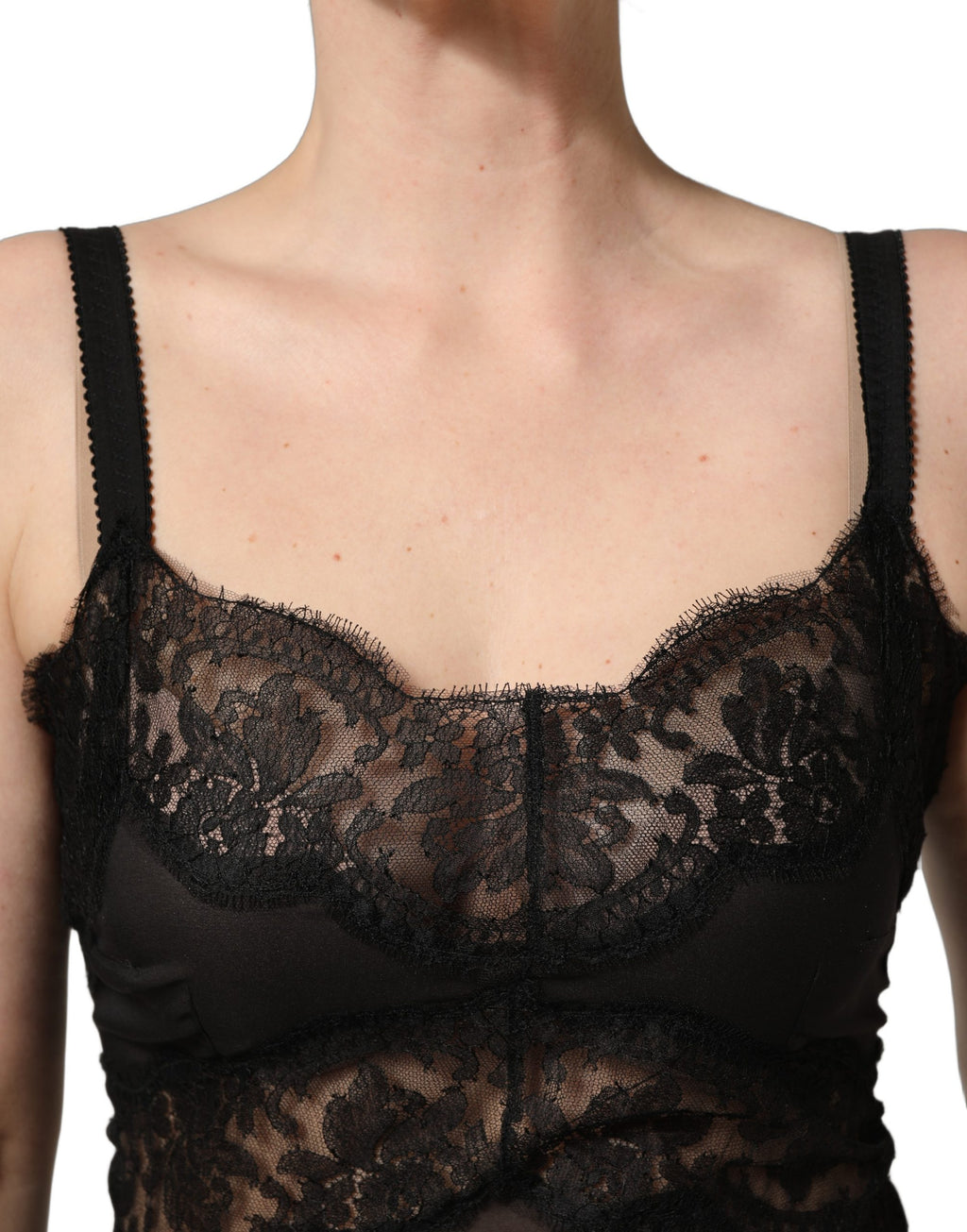 Black Silk Lace Slip Lingerie Chemise Sleepwear