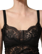 Black Silk Lace Slip Lingerie Chemise Sleepwear