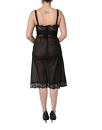 Black Silk Lace Slip Lingerie Chemise Sleepwear