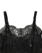 Black Silk Lace Slip Lingerie Chemise Sleepwear