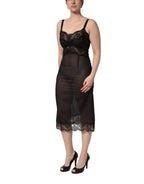 Black Silk Lace Slip Lingerie Chemise Sleepwear