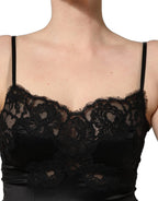 Black Silk Lace Lingerie Short Chemise Sleepwear