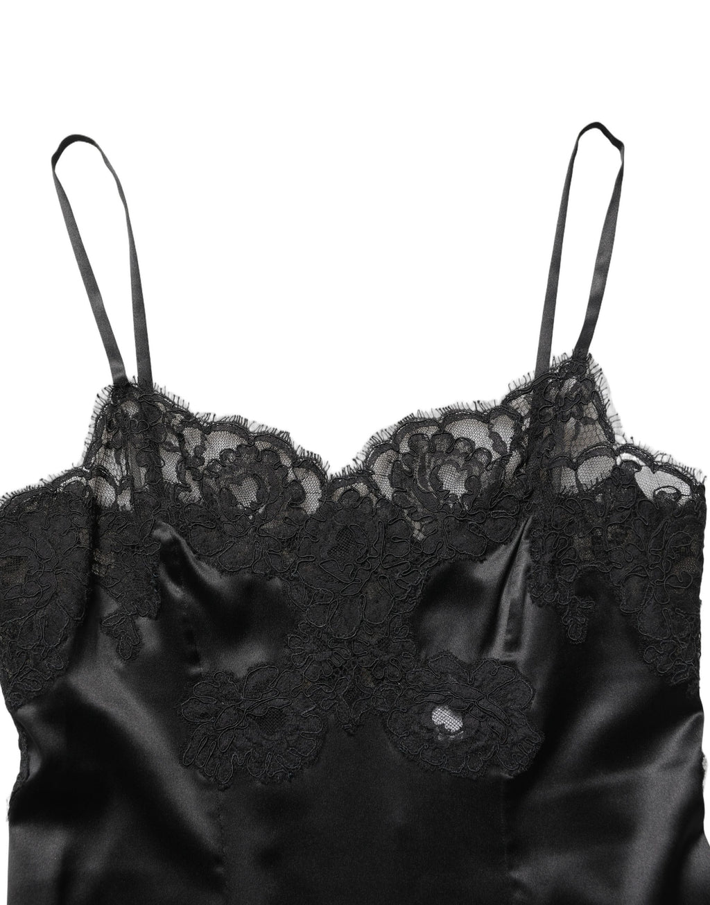 Black Silk Lace Lingerie Short Chemise Sleepwear