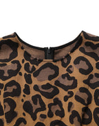 Brown Leopard Jacquard Knee Length Dress