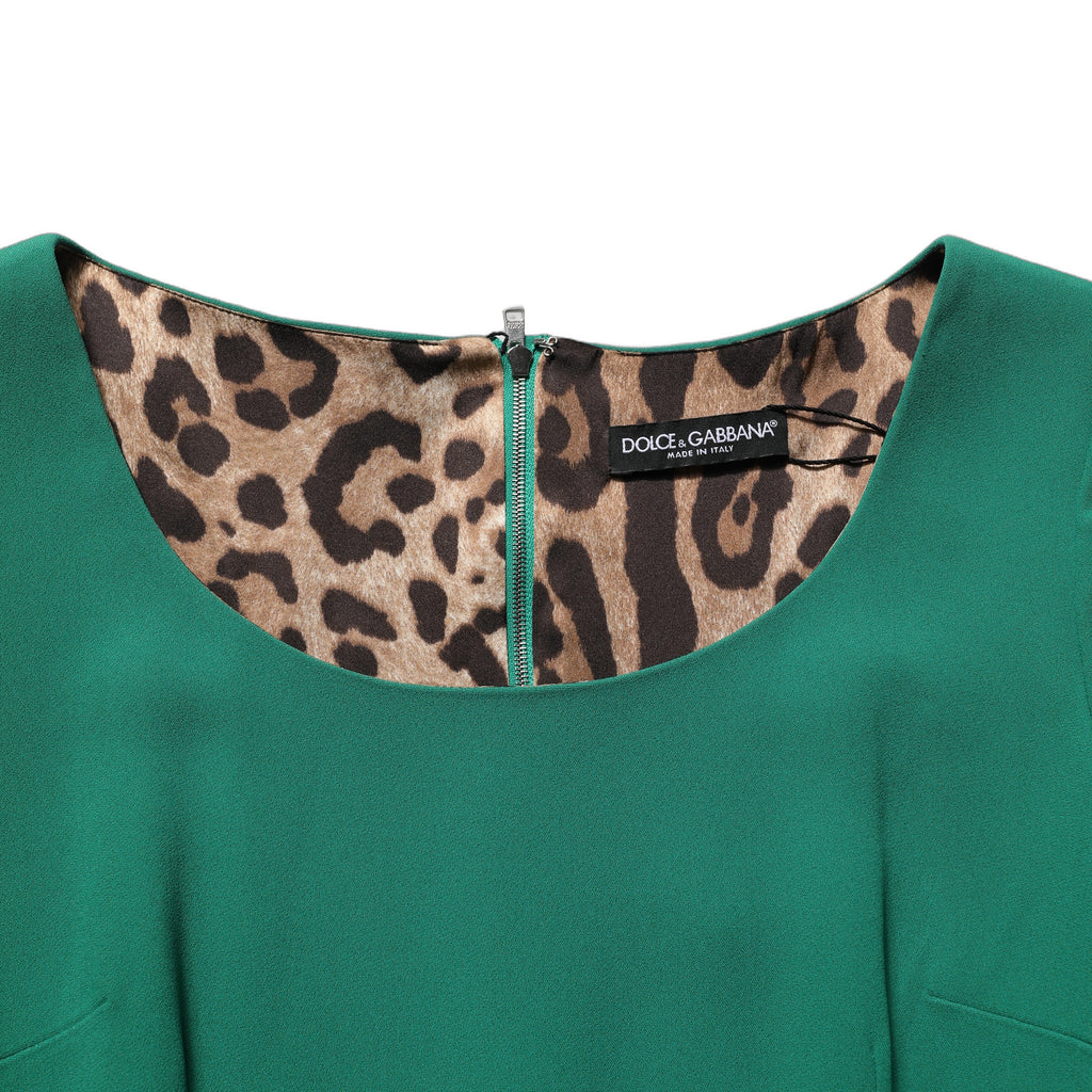 Green Short Sleeve Pencil Sheath Midi Dress