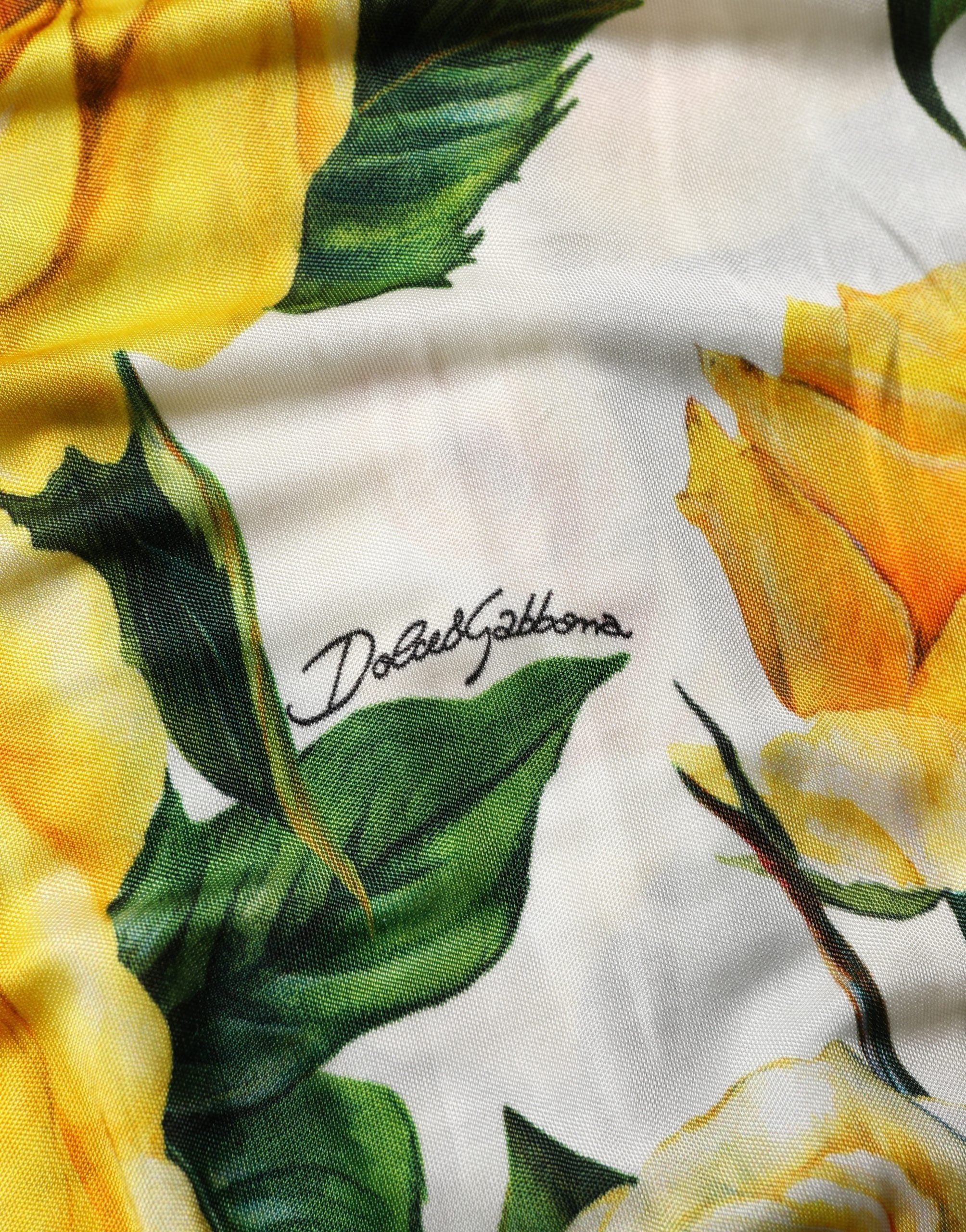 Yellow Rose Print Organzine Sleeveless Maxi Dress