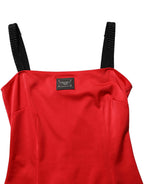 Red Nylon Blend Cady Sleeveless Mini Dress